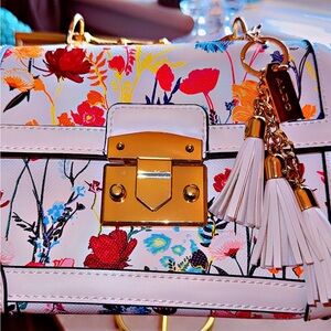 Aldo White and Gold Small Bag with Floral Elegance